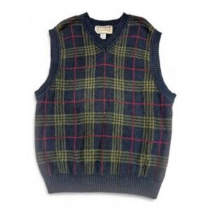 Ivy Crew Classics Men's Plaid V-Neck Sweater Vest XL